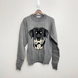 NWOT MCJC Dog Print Sweater Size Medium Men's Gray Pullover Amazon